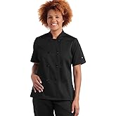 Women's Chef Coat Short Sleeve - Professional Chef Jacket, Reversible Front Closure, Thermometer Pocket & Center Back Vent