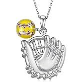 jiulegufa Softball Pendant Necklace 925 Sterling Silver Softball Gifts Sports Jewelry Gifts for Women