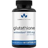 Luma Nutrition Premium Glutathione Supplement - 500mg - L-Glutathione - Antioxidant Support - Reduced - Liver Support - 60 Capsules