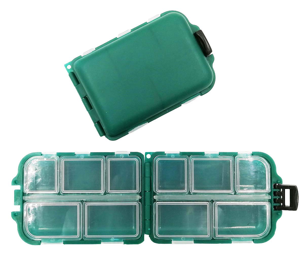 Fishing Tackle Box Lure Storage: 2 Packs Small Portable Case - Fishing Accessories Containers For Organizer Swivels Jigs Hooks Sinker (Green) — image 1