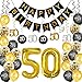 HankRobot 50th Birthday Decorations Party Supplies（40pack） Gold Number Balloon 50 Happy Birthday Banner Latex Balloons(Black, Golden) Confetti Balloons -Great for 50 Fifty Years Old Birthday Party