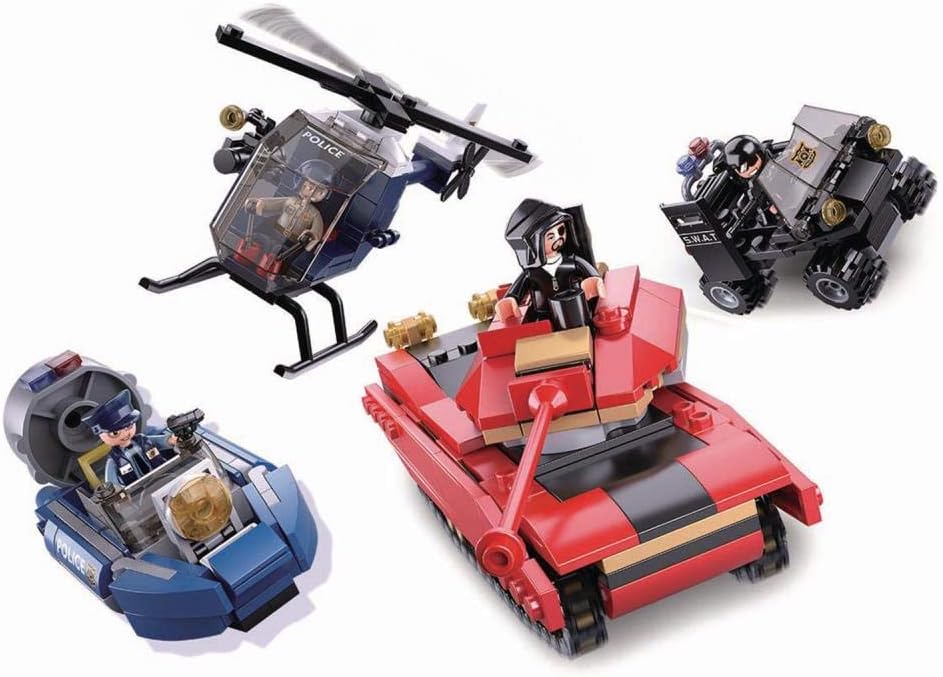 SlubanKids Creative Building Blocks Set | Imaginative Indoor Games Toys for Kids | Mega SWAT Set, Police Set, Car, Jeep and More (Ground Sea Air)