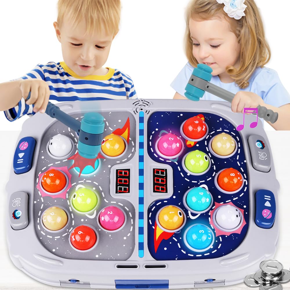 Photo 1 of Hammer Mole Game for Toddler, Toys for 3-12 Year Old Boys and Girls, Kids Whack Pound Game,Gifts for 3 4 5 6+ Year Old Boys, Interactive Educational Toy with Sound and Light, PK Mode with 2 Hammers
