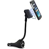 CBIN 3-in-1 Cigarette Lighter Phone Holder Car Mount Charger for iPhone8 X 7 6s 6 5s Samsung S8 plus S7 S6 S5 and More Android Smartphones - Lightning Cable, Dual USB, 3.1A Max
