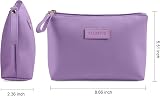 Maange Small Makeup Bag Purple PU Leather Portable Travel Pouch with Handle view 3