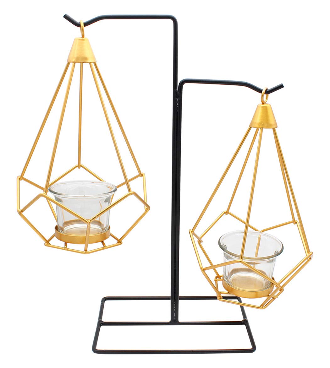 Duffire Creative Nordic Style Candlestick Multi-Function Home Decoration Ornaments Gold Glass Candlelight Dinner Props Style 2