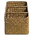 Decorative Tan Hand Woven 3 Compartment Home Organizer Basket / Desktop Storage Holder Container