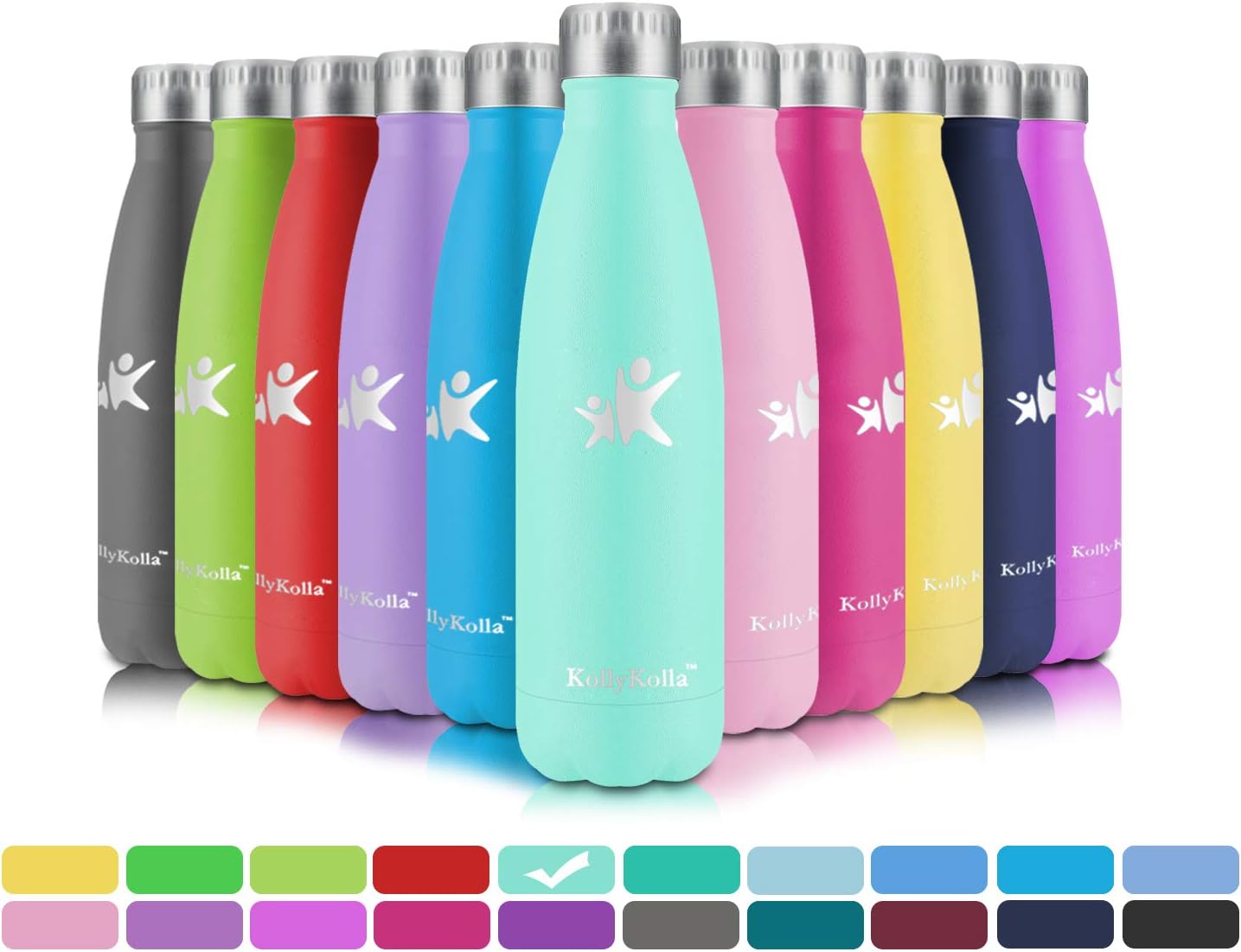 KollyKolla Botella de Agua Acero Inoxidable, Termo Sin BPA Ecológica, Botellas Termica