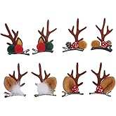 4 Pairs Christmas Hair Clips Reindeer Ears Hair Accessories Christmas Deer Ears Barrettes Cute Reindeer Antlers Hairpins for Deer Antlers Costume Holiday Party Decoration
