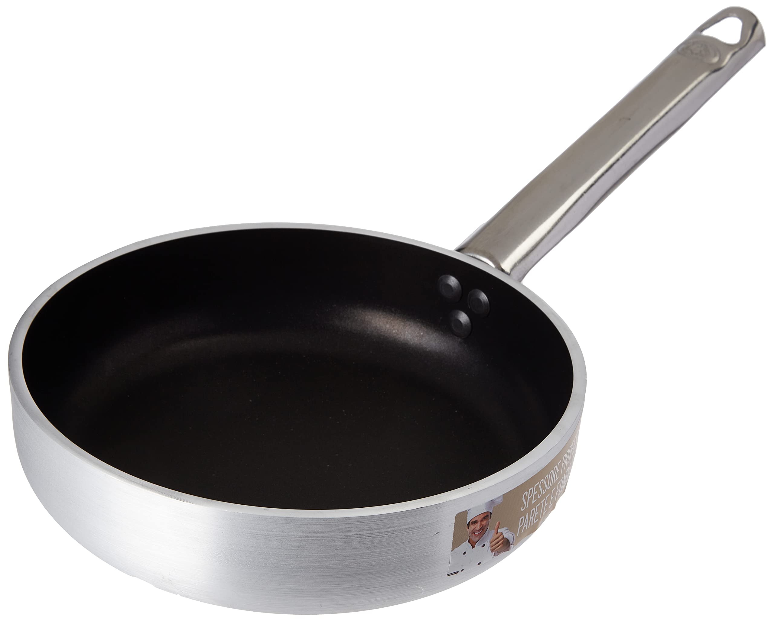 Pentole Agnelli Aluminium Anti - Adherent Professional Straight Frying Pan 5 Mm. Thick With Tubular Steel Handle, Diameter 20 Cm.