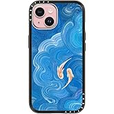 CASETiFY Compact iPhone 15 Case [Slim and Sleek/Compatible with Magsafe / 4 ft. 2X Military Grade Drop Protection] - Two Little Koi - Clear Black