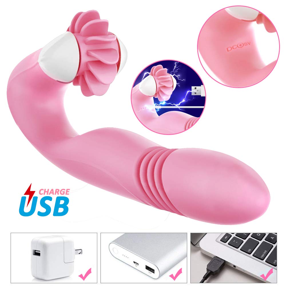 G-Punkt Vibratoren für Sie, AUPLAY Heizung Doppelmotoren Zungenlecken Vibrator für die Klitoris und G-punkt Stimulator mit Stoßfunktion, 3 Stretching-Modi und 12 Geschwindigkeit Rotation für Frauen