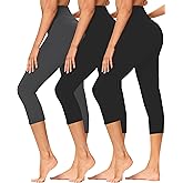 GAYHAY 3 Pack Capri Leggings for Women - Stretch Tummy Control Yoga Pants for Cycling Workout