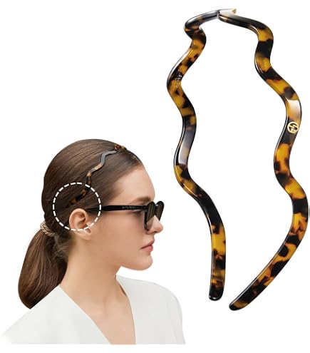 1825 Headband Designed for Glasses Black and Off White Head Bands Hair Amazon.com : EVITA PERONI Wide Glasses Headband Black and  main image 4