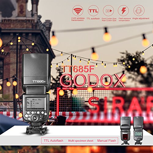 Godox TT685F TTL Flash Speedlite 2.4G sans Fil GN60 HSS 1/8000s et 0.1-2s Temps de Recyclage Flash Compatiable pour Fuji Fujifilm Caméra X-Pro2 X-T20 X-T2 X-Pro1 X100F - Image 2