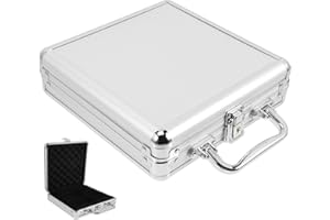 CVUTOVO Alloy Poker Chip Holder with Large Capacity, Portable Poker Chip Case with Handle and Buckle Lock