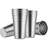MEWAY Premium Stainless Steel Cups 24 oz Pint Cup Tumbler (8 Pack) - Premium Metal Cups - Stackable Durable Cup，Chilling Beer Glasses, for Travel, Outdoor, Camping, Everyday