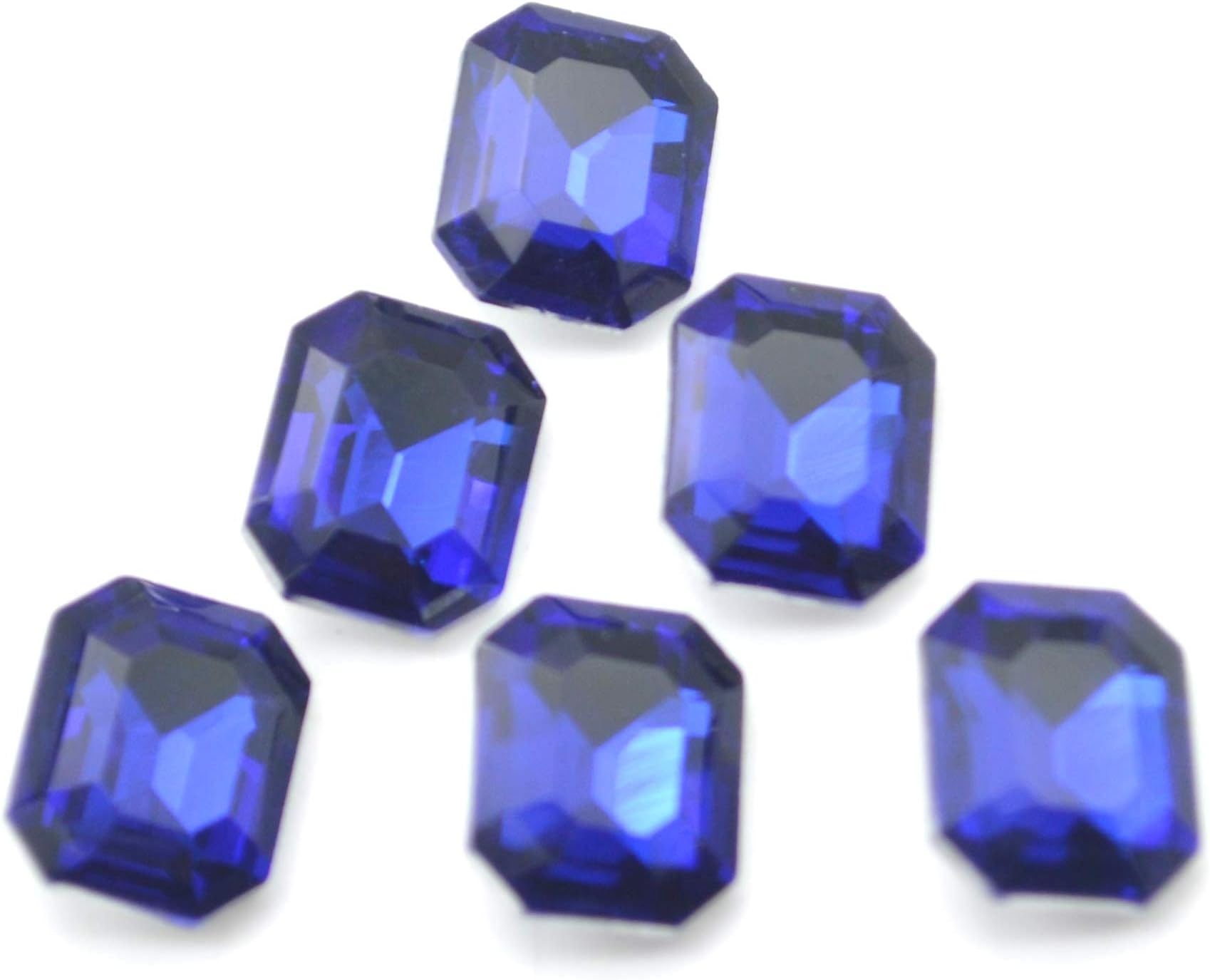 Catotrem Glass Diamante Faceted Octagon Rectangle Rhinestone Pointback Stone for Arts Crafts 8X10mm 60Pcs(Blue)