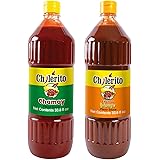 Bundle EL CHILERITO Sauce Chamoy Flavor 1L/ 33.8 Fl. Oz + Sauce Chamoy Mango Flavor - Mexican Foods - For Garnishing Fruits A