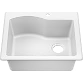 KRAUS Quarza 25-inch Drop-In/Undermount Single Bowl Granite Kitchen Sink in White. KGD-441WHITE