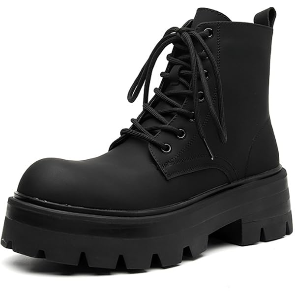 Amazon.com | Y2K Industrial Gothic Faux Leather Platform Combat