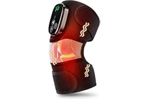 Cordless Heated Knee Massager, 5000mAh Rechargeable Knee Heating Pad for Shoulder Elbow, 3 Adjustable Intensity and 6 Heating