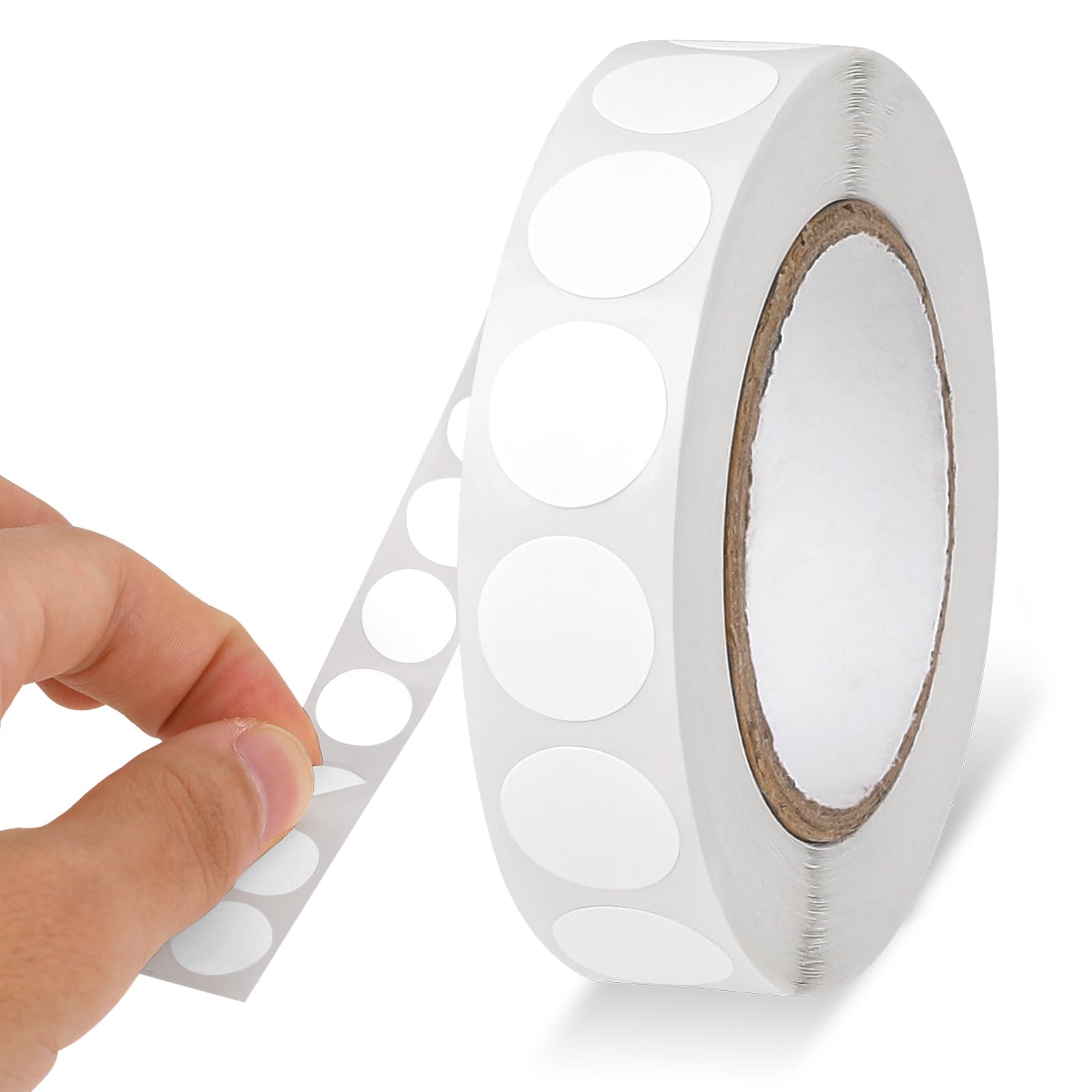 Photo 1 of 1000 Pcs White Round Stickers 0.5 Inch White Dot Stickers Waterproof Circle Stickers Color Coding Label for Office Shop Home Classroom Marking