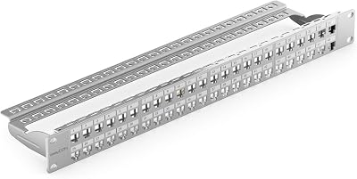 deleyCON 48 Port Patch Panel Modular RJ45 Keystone 1U 19" Rack CAT5e CAT6 CAT7