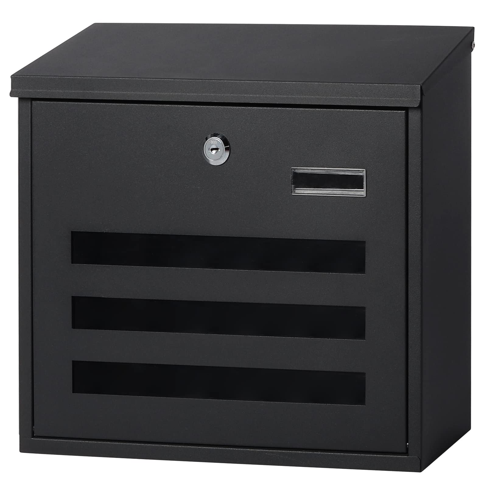 Photo 1 of Kasten Wall-Mount Mailbox with Key Lock, Large Capacity Locking Mailbox for Outside, 13.6 x 4.3 x 12.8 Inch, Black