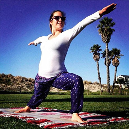 Sinfu Pants for Men Women Thai Harem Trousers Boho Festival Hippy Smock High Waist Yoga Pants (Free Size, Navy) - Thumbnail 7