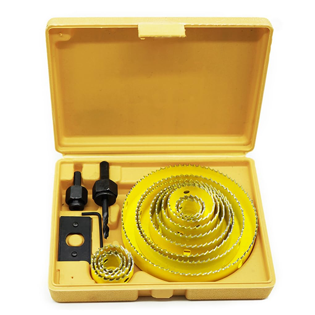 Malayas Hole Saw Cutter Kit 19Pcs/Set Carbon Steel Downlights Drill Bit Tools for Wood, Plasterboard, Plastic and Non Ferrous Metals 19-127mm