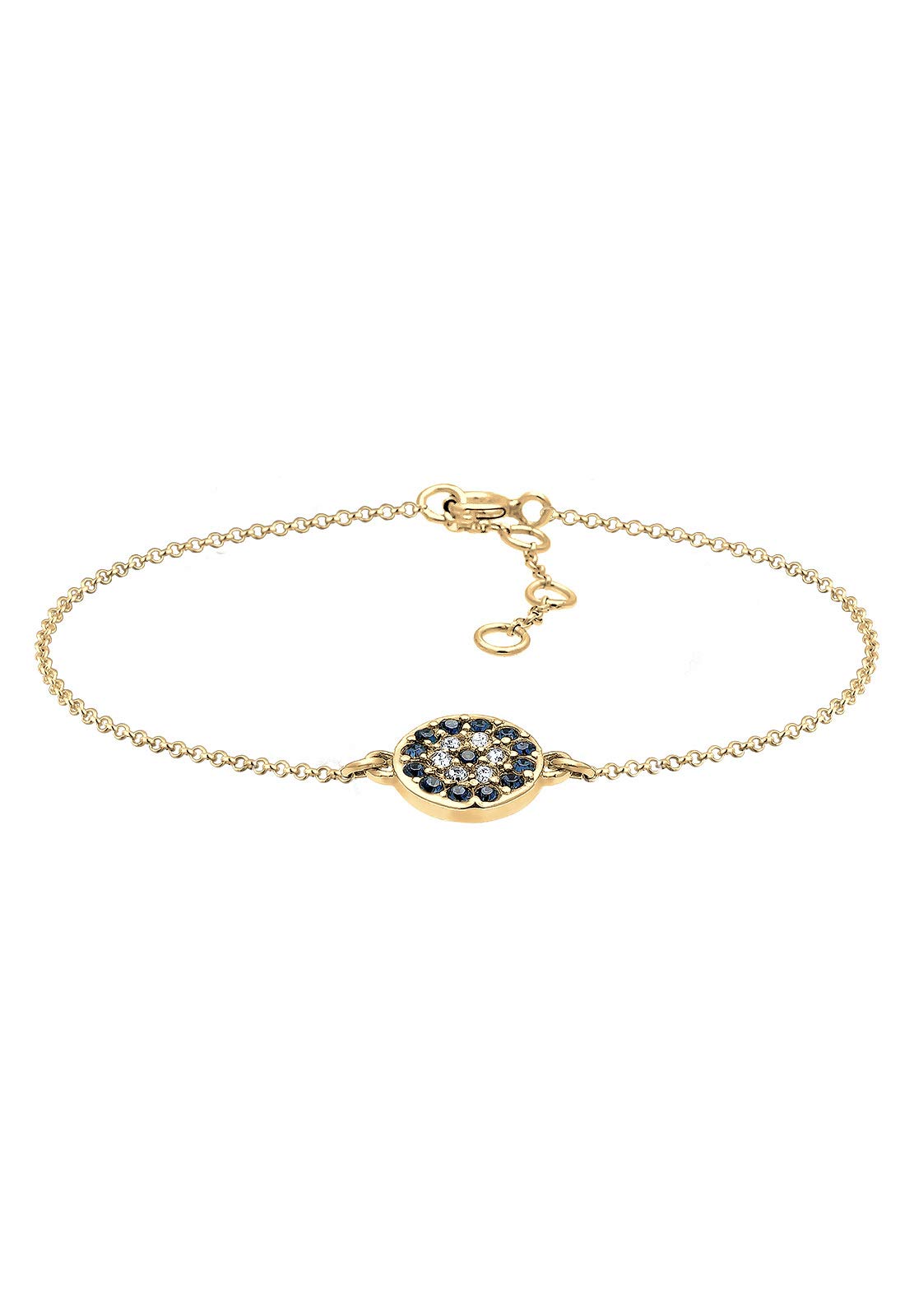 Elli Bracelet 925 Sterling Silver Gold-Plated Crystal Evil Eye