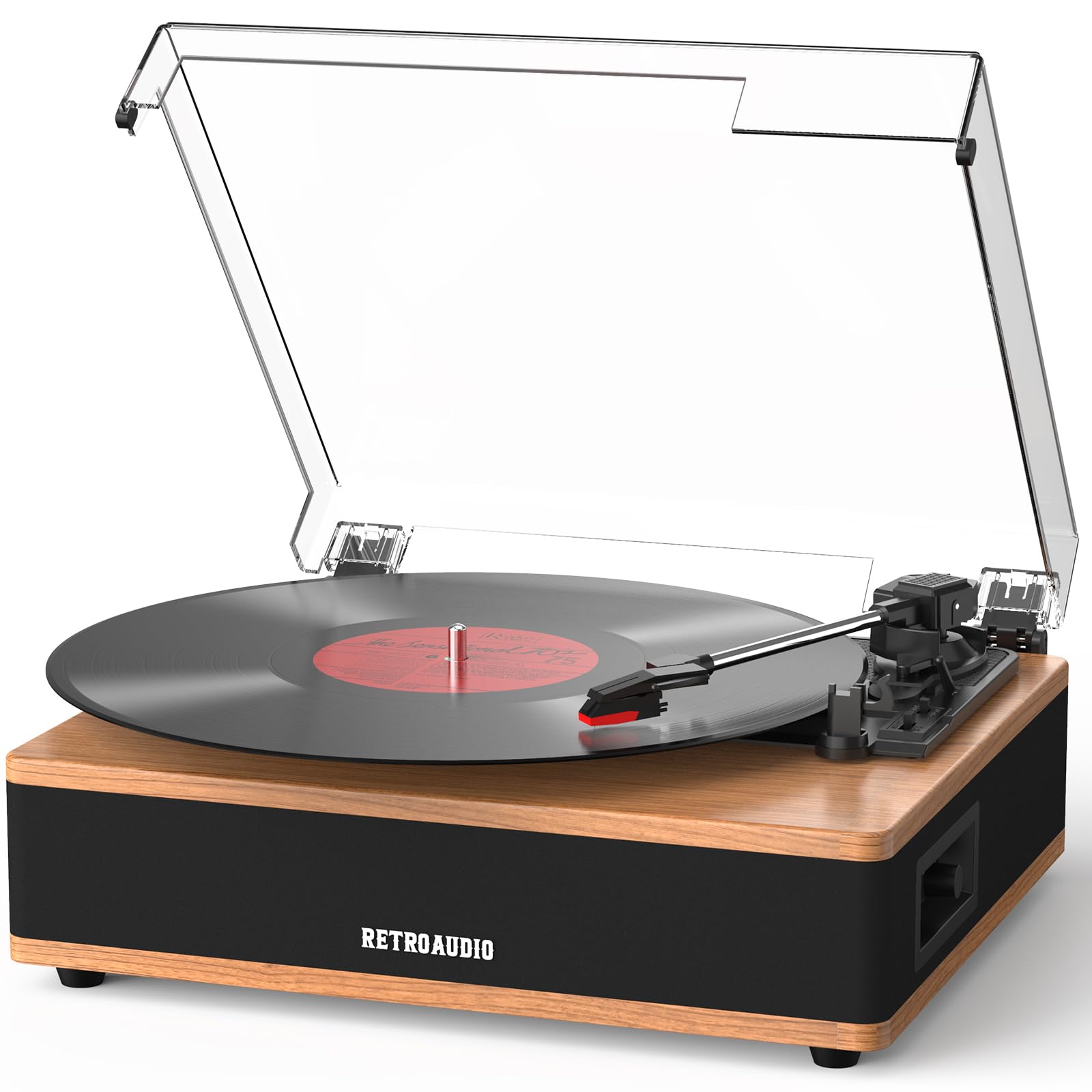 Photo 1 of Vinyl Record Player Bluetooth Turntable with Built in Stereo Speakers Belt Drive 3 Speeds Vintage Turntables for Vinyl Records Support RCA Output, Aux in, Auto Stop, Light Walnut