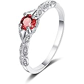 Bellitia Jewelry 925 Sterling Silver Court Style Ring for Women, Fashion Amethyst/Peridot/Garnet Rings, Lovely Anniversary, Birthday, Valentine’s Day Present