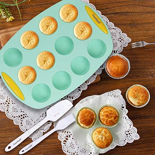 Aschef 15 en 1 casseroles en silicone outils de moule outils de cuisson ensemble pour muffin beignets pizza mousse gâteau pain tarte biscuit antiadhésif résistant à la chaleur sans BPA vert - Cuisine A Vivre Aschef 15 en 1 casseroles en silicone outils de moule outils de cuisson ensemble pour muffin beignets pizza mousse gâteau pain tarte biscuit antiadhésif résistant à la chaleur sans BPA vert