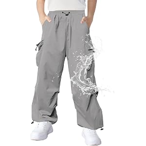 Ahaolaiyi Boys Waterproof Hiking Cargo Pants 6-14 Years | Drawstring Quick Dry School Sport Outdoor