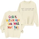 Sulayesh Christian God Is Within Her Sweatshirts Women Jesus Faith Bible Verse Shirts Oversized Inspirational Hoodie Pullover