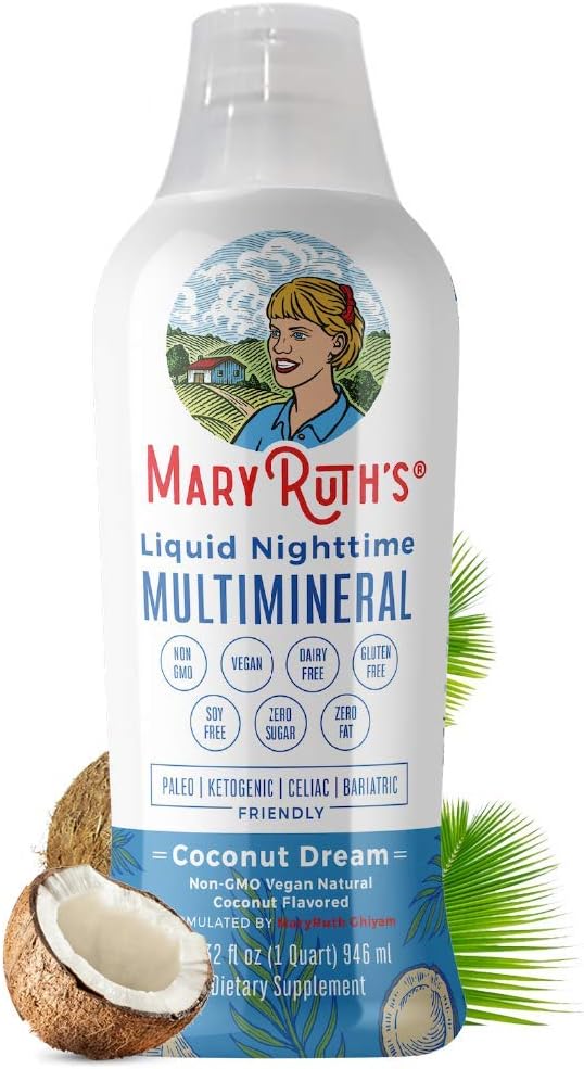 Liquid Sleep Multimineral by MaryRuth's (Coconut) Vegan Vitamins, Minerals, Magnesium, Calcium & MSM - Natural Sleep & Stress Aid - Muscle Relaxation - NO Melatonin - Non-GMO Paleo 0 Sugar 0 Fat 32oz: Health & Personal Care