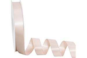 LaRibbons Champagne Satin Ribbon 1 Inch x 100 Yards - Double Sided Silk Ribbon for Gift Wrapping Wedding Decoration Bows Bouq