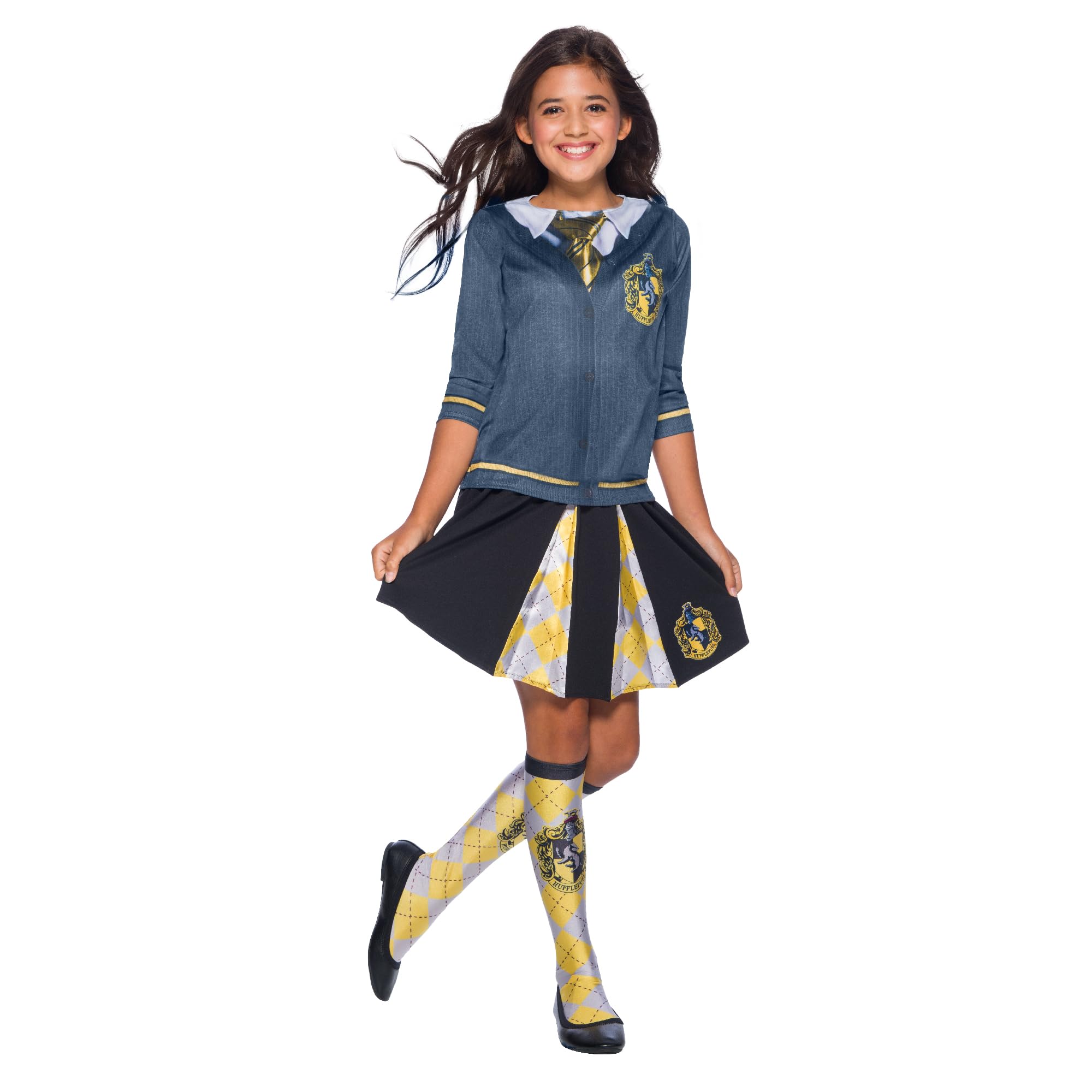 Rubies 641271L Hufflepuff Costume Top, Girls, Multicolour, Large Age 8-10 Halloween