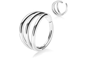 PEAKLINK 316L Surgical Steel Septum Clicker Ring Nose Ring Hoop Sleeper Hoop Earring Helix Rook Conch Cartilage Daith Tragus Earrings Lobe Nose Piercing Jewelry for Women Girls