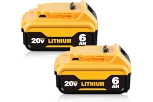 Xmenany 2PACK 6000mAh Lithium ION Replacement for DeWalt 20V MAX Battery X*R DCB204 DCB206 DCB203 DCB200 DCB201 DCB205-2 DCB181 DCB180 Compitable with Dewalt 20v Tools