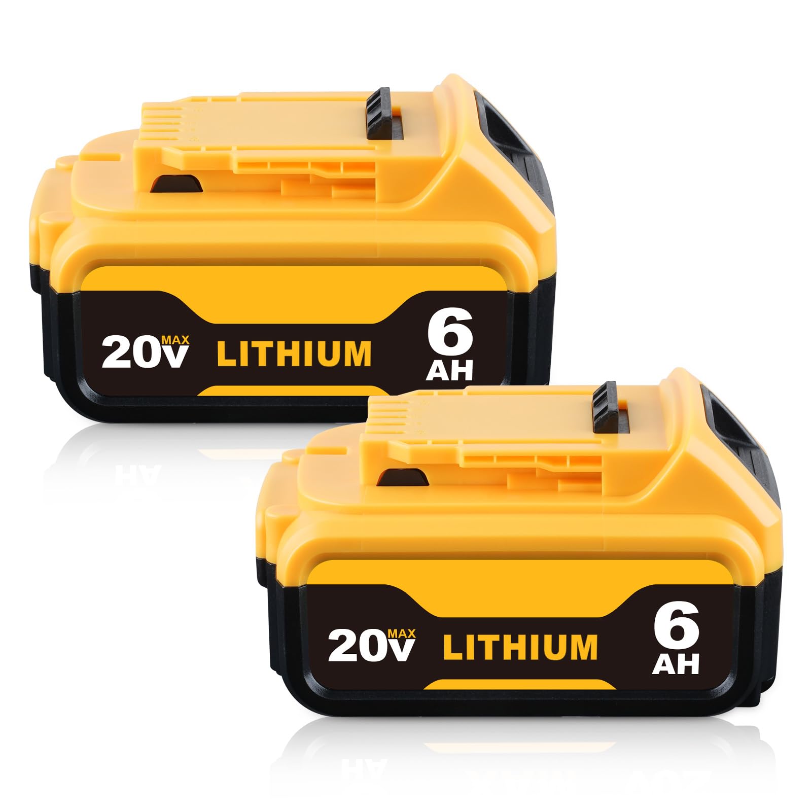 Photo 1 of Xmenany 2PACK 6000mAh Lithium ION Replacement for DeWalt 20V MAX Battery DCB204 DCB206 DCB203 DCB200 DCB201 DCB181 DCB180 Compitable with Dewalt 20v Tools