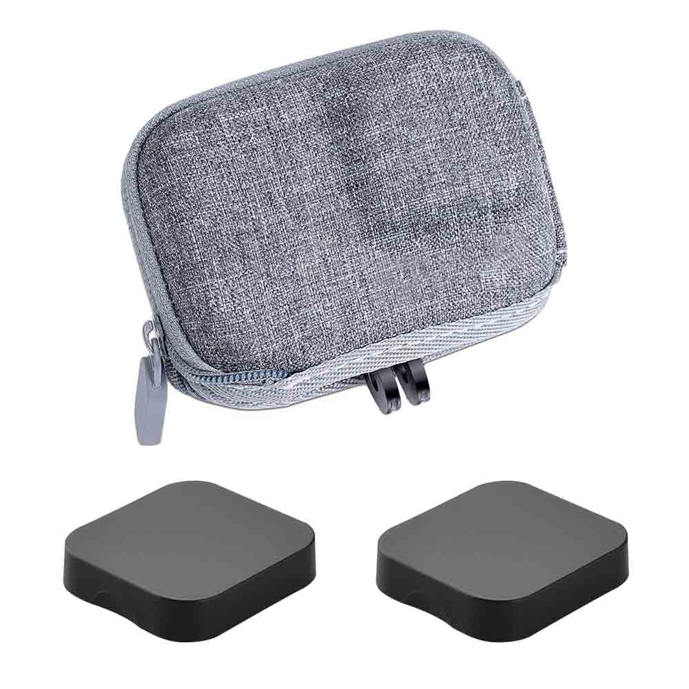 ULBTER Mini Storage Bag Case for GoPro Hero12 Hero11 Hero10 Hero9 Hero8 Black + GoPro Hero 12 11 10 9 8 Rubber Lens Cap Cover, Carrying Grey Box Accessory for Go pro [2+1 Pack]