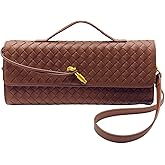 Qiannaura Formal Clutch Purses for Women Evening Woven Leather Large Clutch for Weddings & Parties | Convertible Shoulder Bag