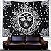 Racunbula Sun and Moon Tapestry Burning Sun with Star Tapestry Psychedelic Black and White Mystic Wall Tapestry for Bedroom