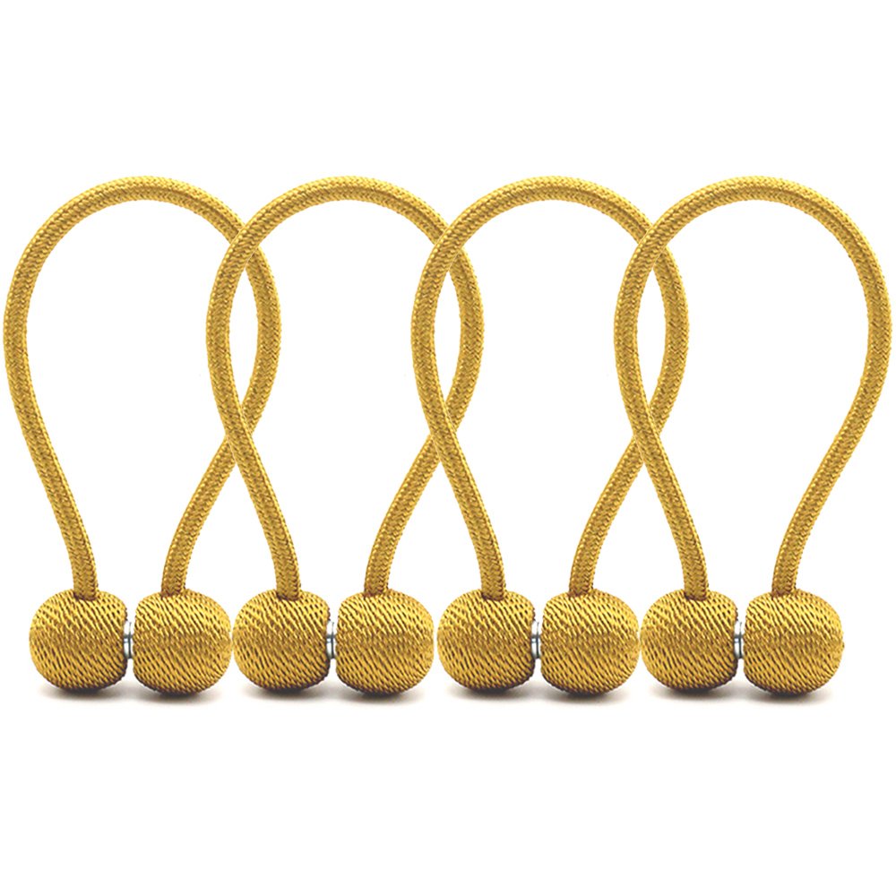 ZCINT 4 Pack Drape tiebacks Rope-European Strong Magnetic Holdbacks for Home Curtains/Window Decor(gold)