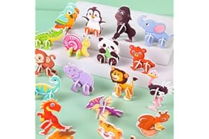 30Pcs Educational Jigsaw Puzzle, 3D Animal Puzzle Set, DIY Learning Puzzles, 3-D Structure with Rounded Edges for Safety, Ani