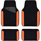 CAR PASS Waterproof Car Floor Mat, Universal Fit Car Mats with Driver Heel Pad, Leather Car Carpet, Anti-Slip Nibbed Backing Floor Mats for SUV, Vans,Sedan,Truck, Automotive Set for Women (Orange)