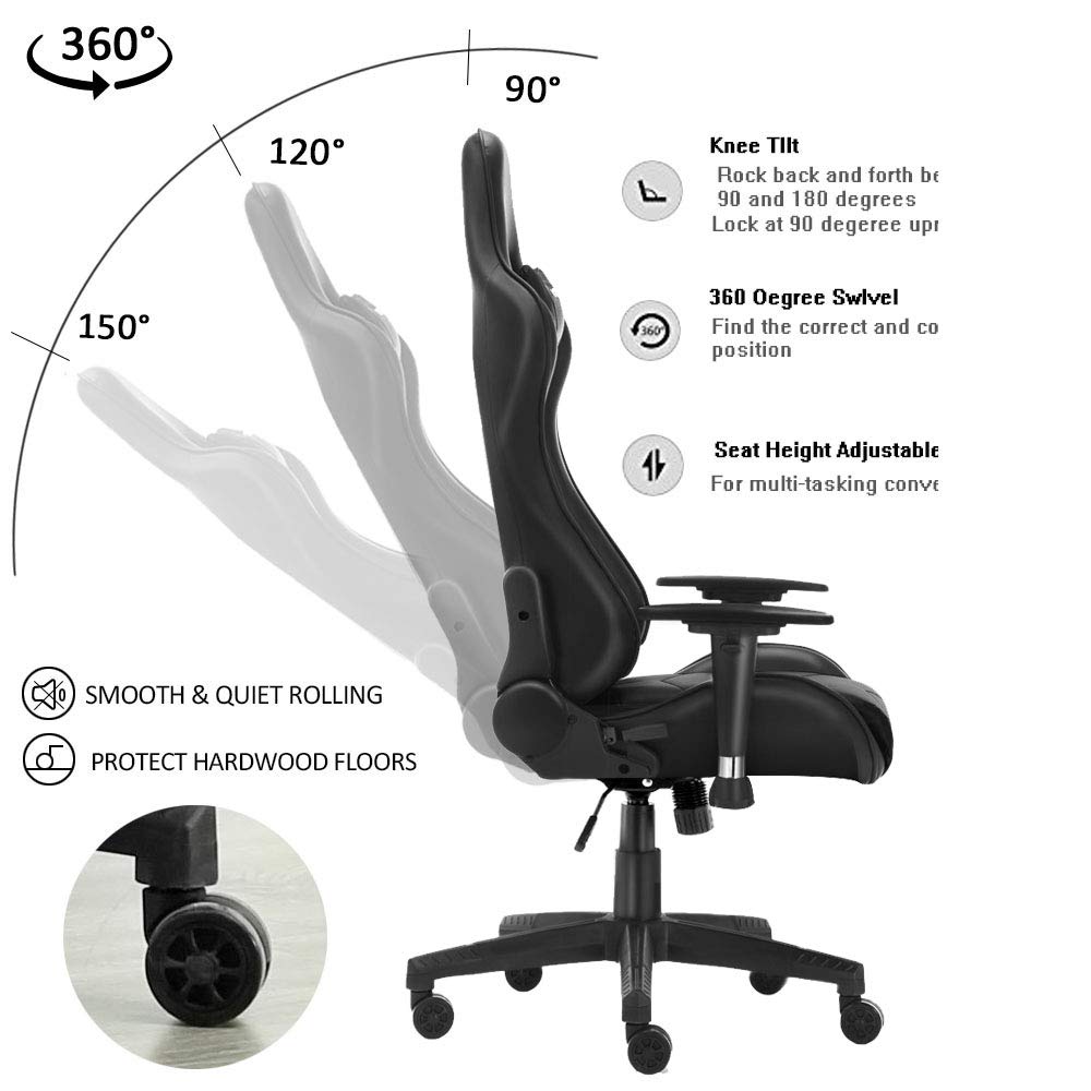 JL Comfurni Gaming Chair Office Chair Racing Style Ergonomic Swivel